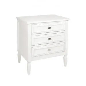 Merci 3 Drawer Low Chest, Satin White by Cozy Lighting & Living, a Bedside Tables for sale on Style Sourcebook