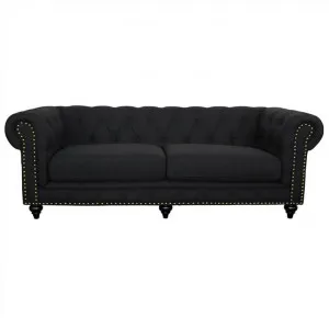Chanster Fabric Chesterfield Sofa, 3 Seater, Black by Brighton Home, a Sofas for sale on Style Sourcebook