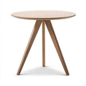 Annika Retro Wooden Round Side Table - Natural by FLH, a Side Table for sale on Style Sourcebook