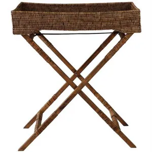 Savannah Rattan Butlers Tray Table, Tobacco by COJO Home, a Side Table for sale on Style Sourcebook