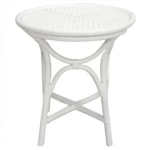 Filton Rattan Round Side Table, White by Chateau Legende, a Side Table for sale on Style Sourcebook