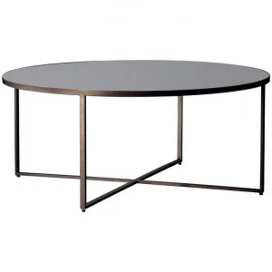 Tayla Glass Top Metal Round Coffee Table, 100cm, Black by Hudson Living, a Coffee Table for sale on Style Sourcebook