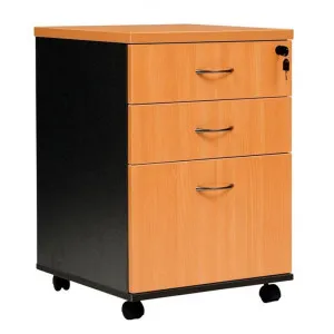 Logan 2 Drawer & File Combo Mobile Pedestal, Beech / Black by YS Design, a Filing Cabinets for sale on Style Sourcebook