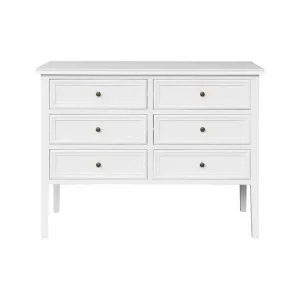 Partrack Oak Timber 6 Drawer Chest, Matt White by Manoir Chene, a Dressers & Chests of Drawers for sale on Style Sourcebook