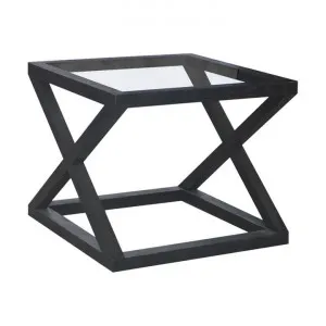Valencia Glass Top Oak Timber Side Table, Black Oak by Manoir Chene, a Side Table for sale on Style Sourcebook
