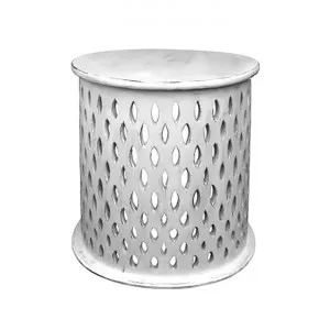 Quarata Wooden Round Side Table, Dirty White by Dodicci, a Side Table for sale on Style Sourcebook
