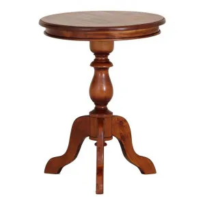 Tillion Mahogany Timber Round Wine Table, 50cm, Light Pecan by Centrum Furniture, a Side Table for sale on Style Sourcebook