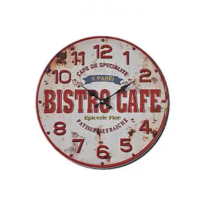 Retro Tin Round Wall Clock, 42cm, Bistro Cafe by Mr Gecko, a Clocks for sale on Style Sourcebook