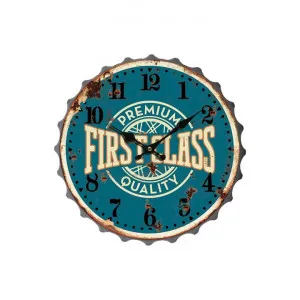 Retro Tin Bottole Cap Wall Clock, 33cm, First Class by Mr Gecko, a Clocks for sale on Style Sourcebook