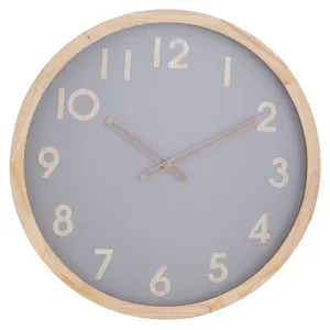 Riley Pine Timber Frame Round Wall Clock, 50cm, Natural / Grey by Amalfi, a Clocks for sale on Style Sourcebook