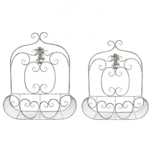Angel 2 Piece Rusitc Iron Wall Planter Holder Set by French Country Collection, a Wall Shelves & Hooks for sale on Style Sourcebook