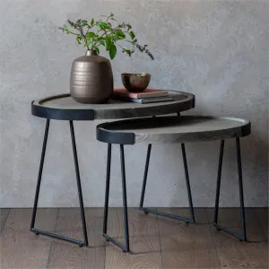 Dana 2 Piece Wood & Metal Oval Nesting Table Set by Casa Bella, a Side Table for sale on Style Sourcebook