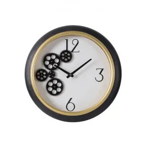 Moira PU Leather Framed Round Wall Clock, 40cm, Black by Diaz Design, a Clocks for sale on Style Sourcebook
