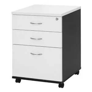 Logan 2 Drawer & File Combo Mobile Pedestal, White / Black by YS Design, a Filing Cabinets for sale on Style Sourcebook