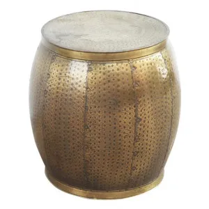 Zoumi Hammered Iron Round Side Table, Antique Brass by Philbee Interiors, a Side Table for sale on Style Sourcebook