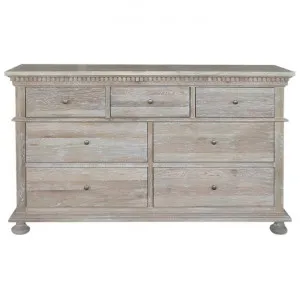 Frances Oak Timber 7 Drawer Dresser, Lime Washed Oak by Manoir Chene, a Dressers & Chests of Drawers for sale on Style Sourcebook