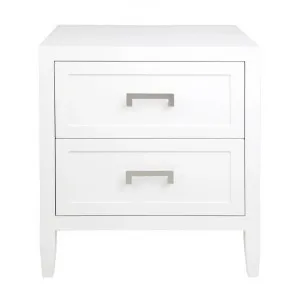 Soloman Bedside Table, Large, Satin White by Cozy Lighting & Living, a Bedside Tables for sale on Style Sourcebook