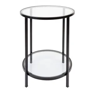 Cocktail Glass Top Iron Round Side Table, Black by Cozy Lighting & Living, a Side Table for sale on Style Sourcebook