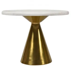 Luxford Marble Topped Iron Round Side Table, Antique Brass by Casa Uno, a Side Table for sale on Style Sourcebook