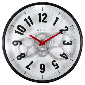 NeXtime Modern Gear Metal Round Wall Clock, 36cm, White / Black by NexTime, a Clocks for sale on Style Sourcebook