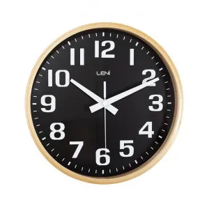 Leni Bekken Round Wall Clock, 26cm, Black / Natural by Leni, a Clocks for sale on Style Sourcebook