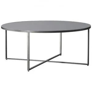 Tayla Glass Top Metal Round Coffee Table, 100cm, Silver by Hudson Living, a Coffee Table for sale on Style Sourcebook