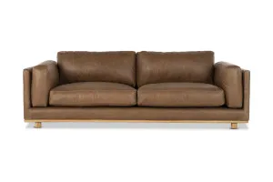 Nevada Leather Modern 4 Seat Sofa, Tan, by Lounge Lovers by Lounge Lovers, a Sofas for sale on Style Sourcebook