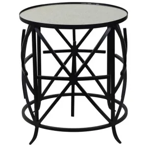 Jane Mirror Topped Iron Round Side Table, Black by COJO Home, a Side Table for sale on Style Sourcebook
