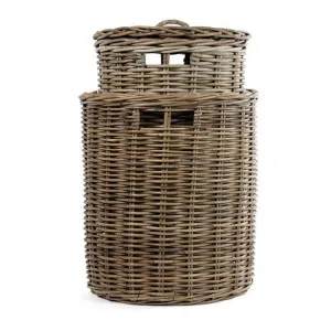 Georgetown 2 Piece Rattan Round Lidded Laundry Hamper Set by Wicka, a Laundry Bags & Baskets for sale on Style Sourcebook