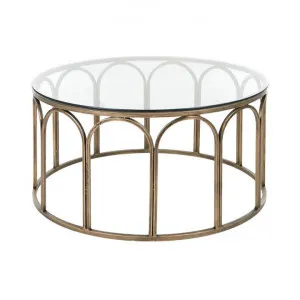 Calvin Glass Topped Metal Round Coffee Table, 70cm by Coast To Coast Home, a Coffee Table for sale on Style Sourcebook
