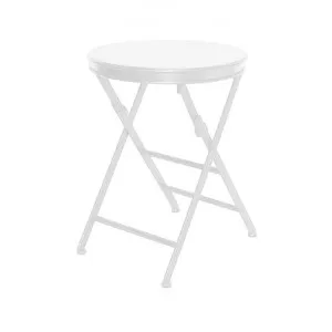 Wagram Iron Round Foldable Side Table, Short, White by French Country Collection, a Side Table for sale on Style Sourcebook