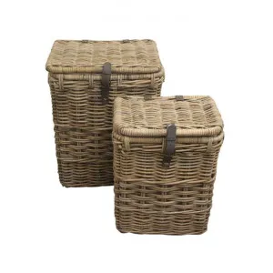 Grove 2 Piece Rattan Rectangular Laundry Hamper Set by French Country Collection, a Laundry Bags & Baskets for sale on Style Sourcebook