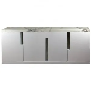 Wallis Stone Top 4 Door Buffet Table, 200cm, White by Boerio Furniture, a Sideboards, Buffets & Trolleys for sale on Style Sourcebook