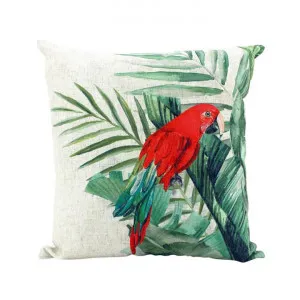Red Macaw Jungle Linen Scatter Cushion by NF Living, a Cushions, Decorative Pillows for sale on Style Sourcebook