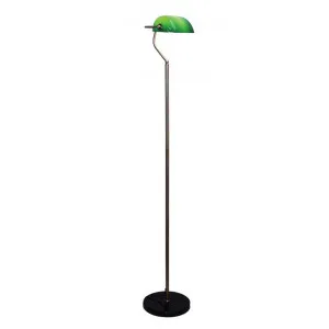 Bankers Metal & Glass Floor Lamp, Green / Antique Brass by Oriel Lighting, a Floor Lamps for sale on Style Sourcebook