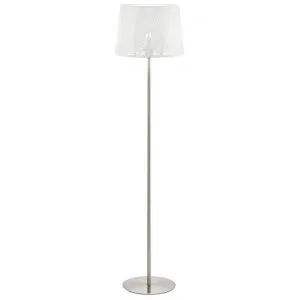Hambleton Steel Floor Lamp, Satin Nickel / White by Eglo, a Floor Lamps for sale on Style Sourcebook