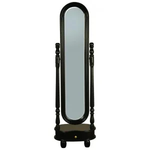 Sierra Mahogany Timber Oval Cheval Floor Mirror, 180cm, Black by Centrum Furniture, a Mirrors for sale on Style Sourcebook