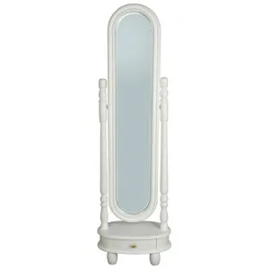 Sierra Mahogany Timber Oval Cheval Floor Mirror, 180cm, White by Centrum Furniture, a Mirrors for sale on Style Sourcebook