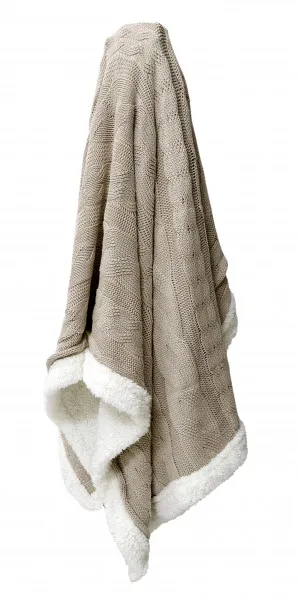 Sherpa Fur Knitted Throw Pebble - 170cm x 130cm by James Lane, a Throws for sale on Style Sourcebook