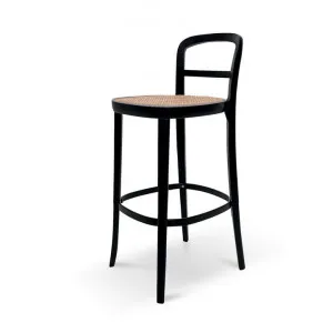 Ex Display - Ryan Rattan Bar Stool - Black with Natural Seat by Interior Secrets - AfterPay Available by Interior Secrets, a Bar Stools for sale on Style Sourcebook