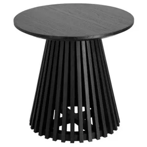 Amrit Mindi Wood Round Side Table, Black by El Diseno, a Side Table for sale on Style Sourcebook