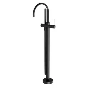 Phoenix Vivid Slimline Floor Mounted Bath Mixer with Hand Shower - Matte Black by PHOENIX, a Bathroom Taps & Mixers for sale on Style Sourcebook