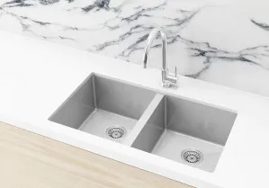 Meir | Lavello BRUSHED NICKEL KITCHEN SINK - DOUBLE BOWL 760 X 440 - PVD by Meir by LAVELLO by MEIR, a Kitchen Sinks for sale on Style Sourcebook
