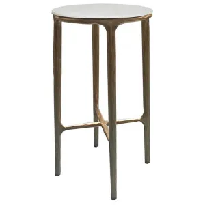 Heston Marble & Iron Petite Round Side Table, Brass by Cozy Lighting & Living, a Side Table for sale on Style Sourcebook