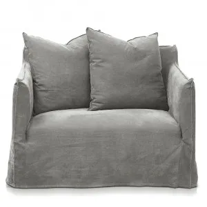 Como Linen Darling Chair Cover Stone - 1.5 Seater by James Lane, a Sofas for sale on Style Sourcebook