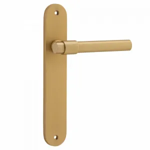Helsinki Lever with oval  Brushed brass With Backplate by Iver, a Door Knobs & Handles for sale on Style Sourcebook