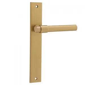 Helsinki Lever with Rectangle Backplate in Brushed Brass by Iver, a Door Hardware for sale on Style Sourcebook