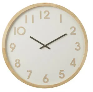Leonard Pine Timber Frame Round Wall Clock, 60cm by Amalfi, a Clocks for sale on Style Sourcebook