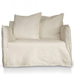 Como Linen Darling Chair Oatmeal - 1.5 Seater by James Lane, a Sofas for sale on Style Sourcebook