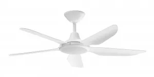 Calibo Storm 48" (1220mm) 5 Blade 18W Tricolour LED Light Indoor/Outdoor DC Ceiling Fan & Remote White by Calibo, a Ceiling Fans for sale on Style Sourcebook